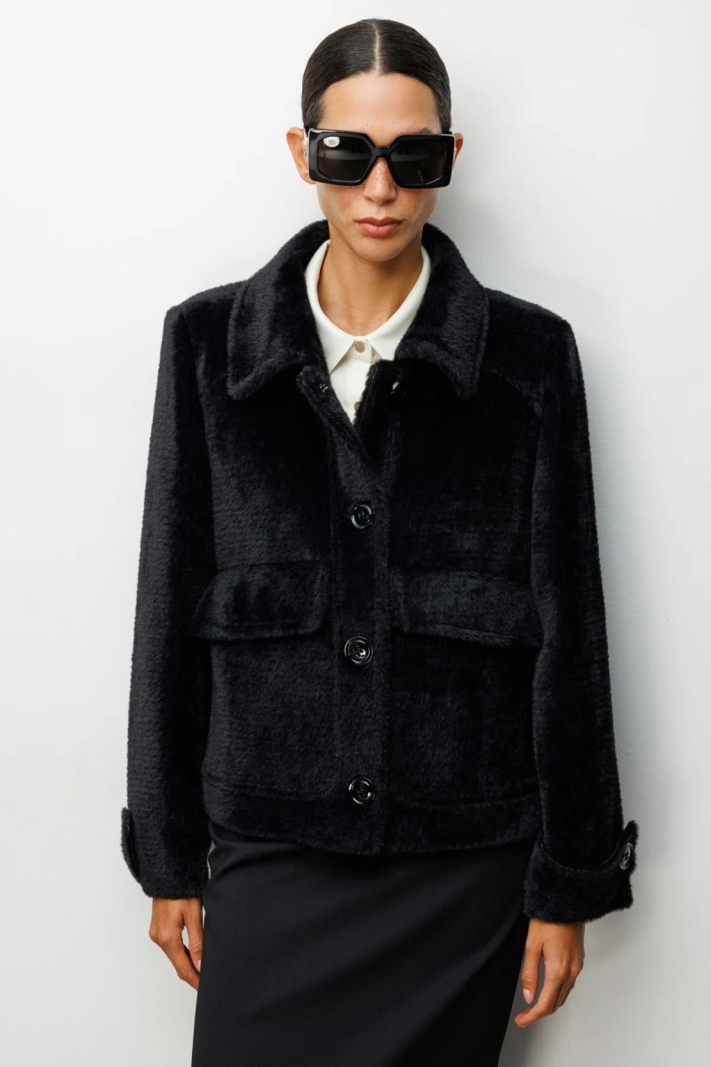 Ekol Kadın Kolu Apoletli Kapak Cepli Mont 6111 Siyah - Ekol