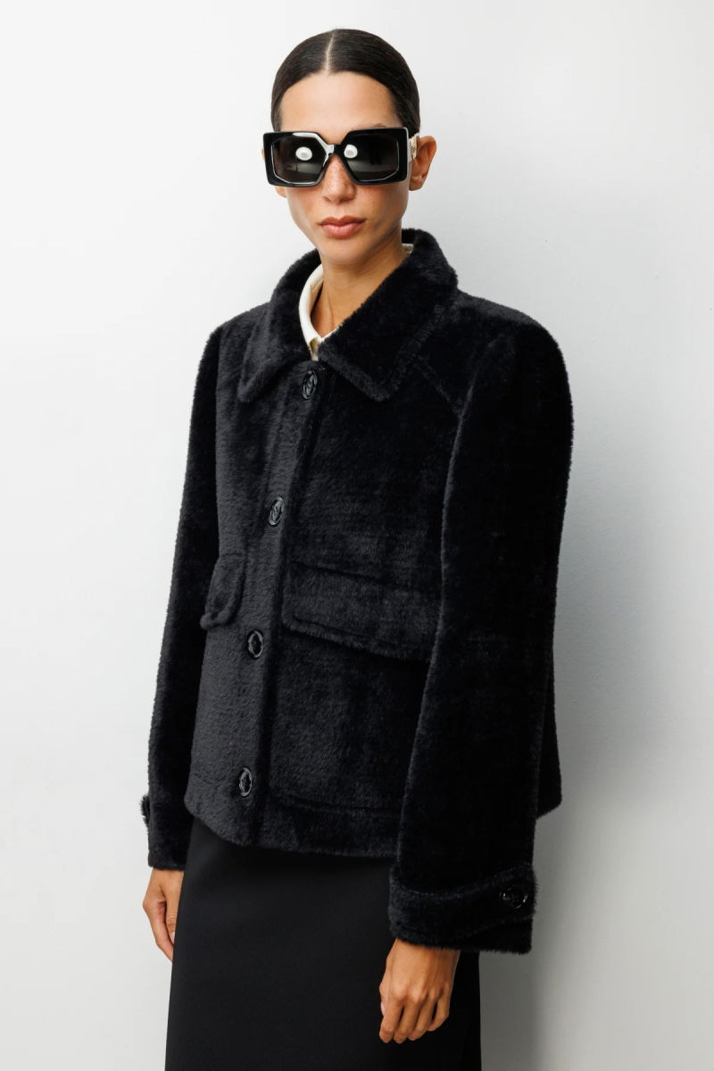 Ekol Kadın Kolu Apoletli Kapak Cepli Mont 6111 Siyah - 2