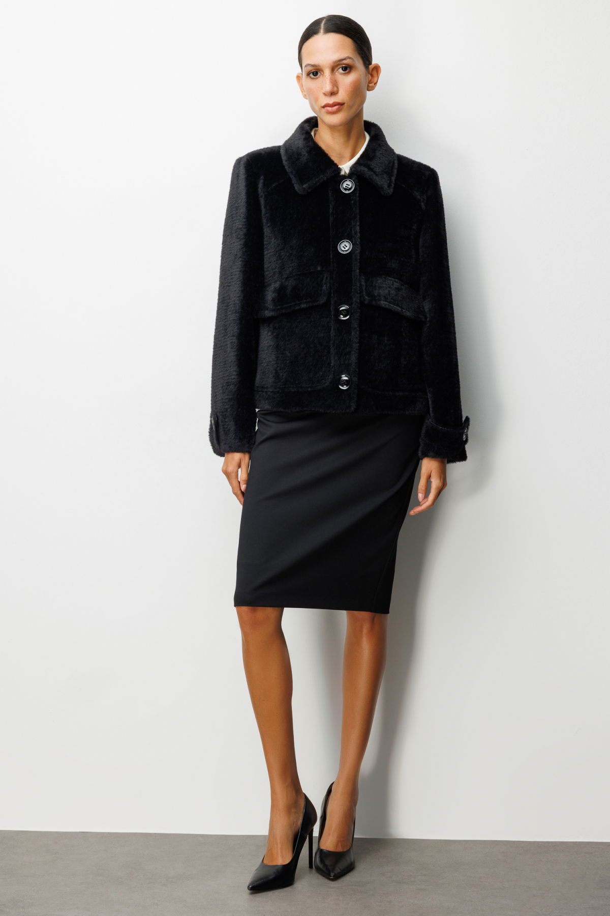 Ekol Kadın Kolu Apoletli Kapak Cepli Mont 6111 Siyah - 3