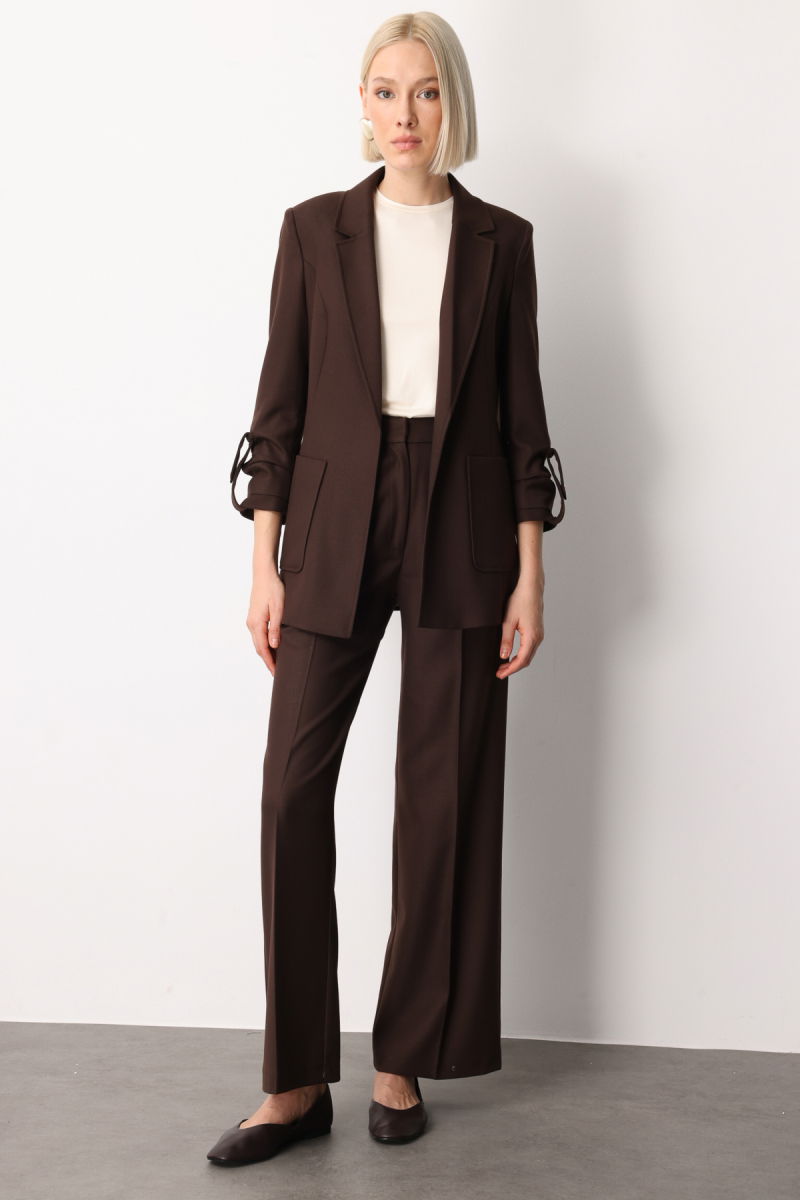 Ekol Kadın Kolu Apoletli Torba Cepli Ceket 5057 Kahverengi - 2