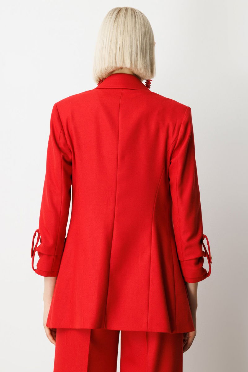 Ekol Kadın Kolu Apoletli Torba Cepli Ceket 5057 Kırmızı - 4