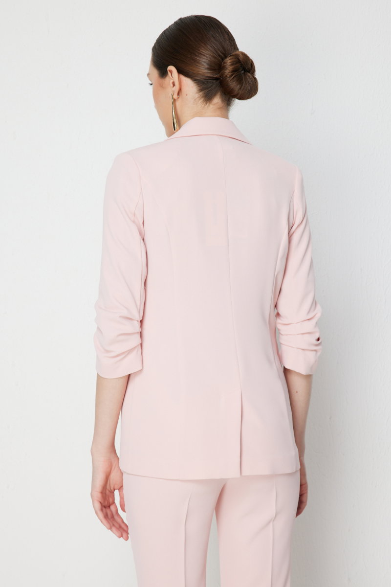 Ekol Kadın Kolu Büzgülü Kapak Cepli Ceket 1102 Pudra - 4