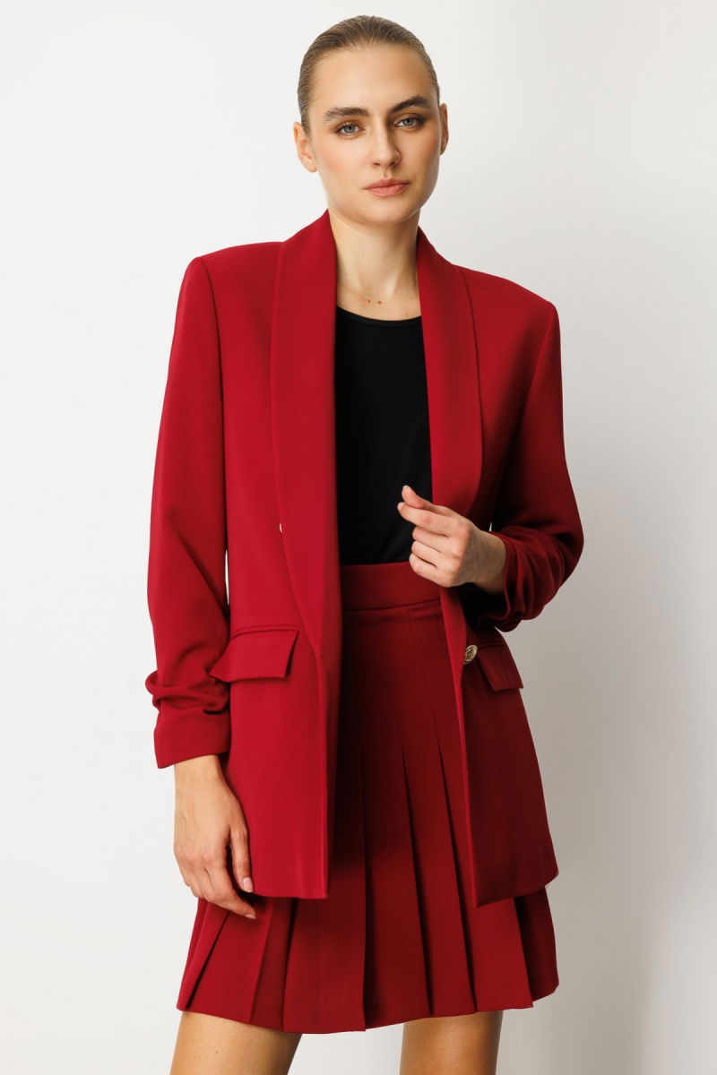 Ekol Kadın Kolu Büzgülü Kapak Cepli Ceket 5001 Bordo - Ekol