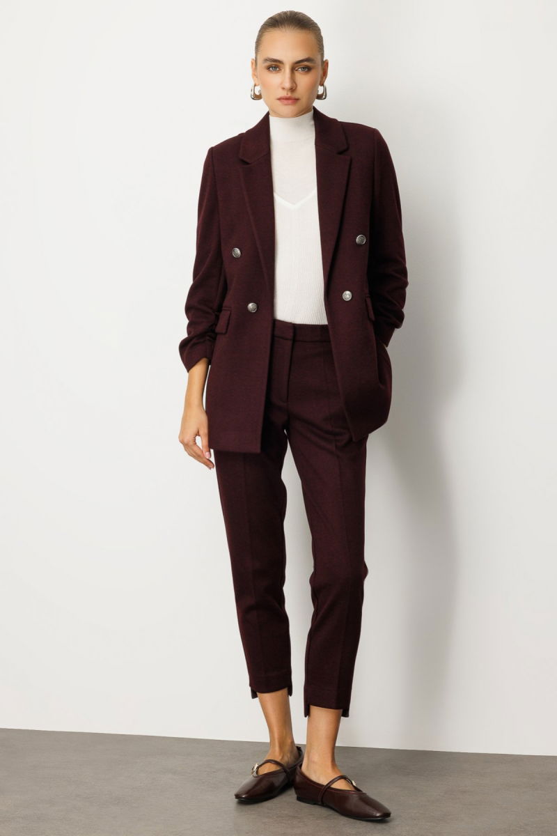 Ekol Kadın Kolu Büzgülü Kapak Cepli Ceket 5187 Bordo - 3