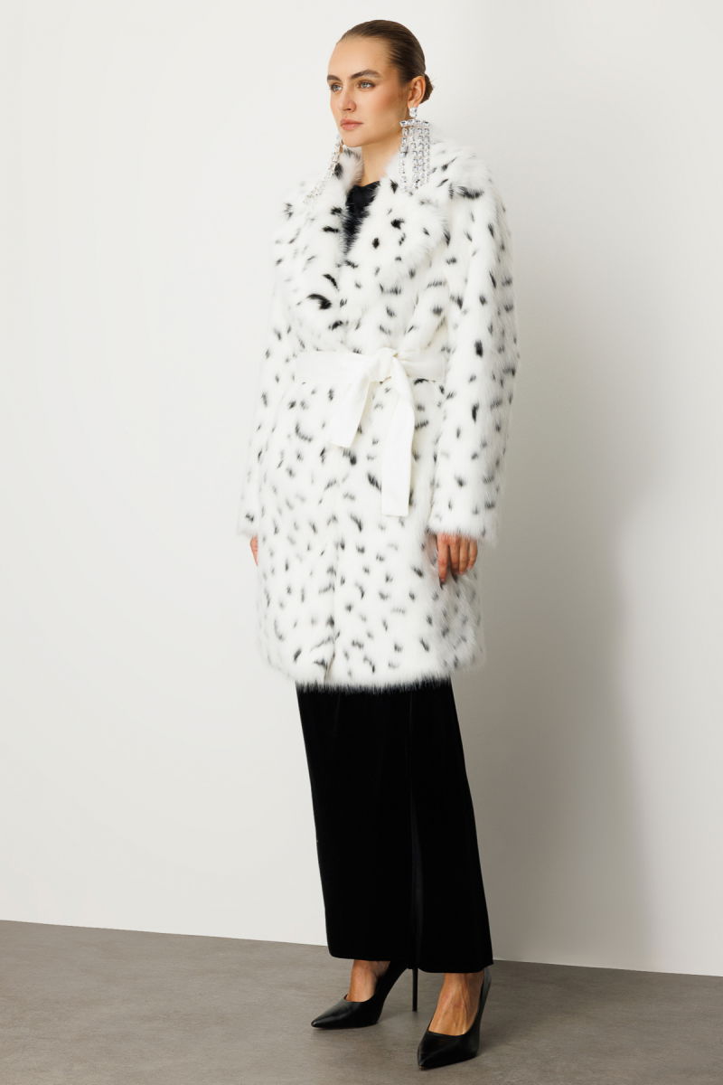 Ekol Kadın Kruvaze Yaka Benekli Kürk 6105 Ekru - 3