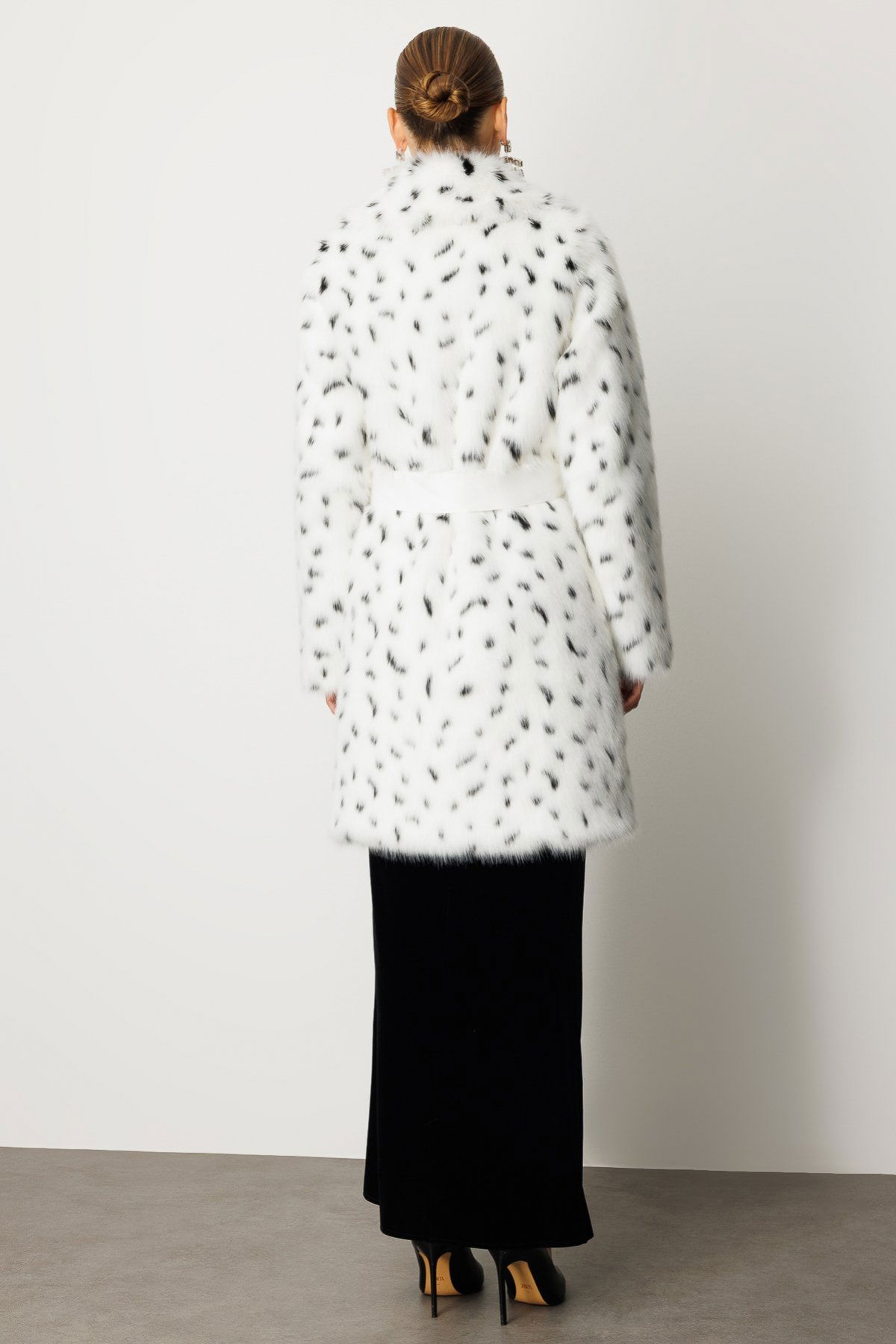 Ekol Kadın Kruvaze Yaka Benekli Kürk 6105 Ekru - 5