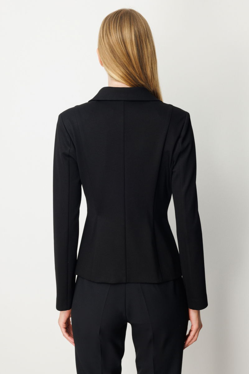 Ekol Kadın Kruvaze Yaka Çıtçıtlı Ceket 5155 Siyah - 4