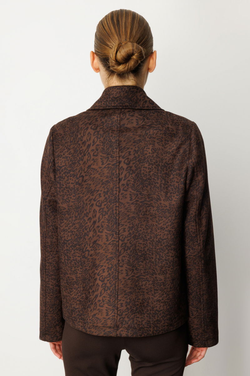 Ekol Kadın Kruvaze Yaka Desenli Mont 8021 Leopar - 4