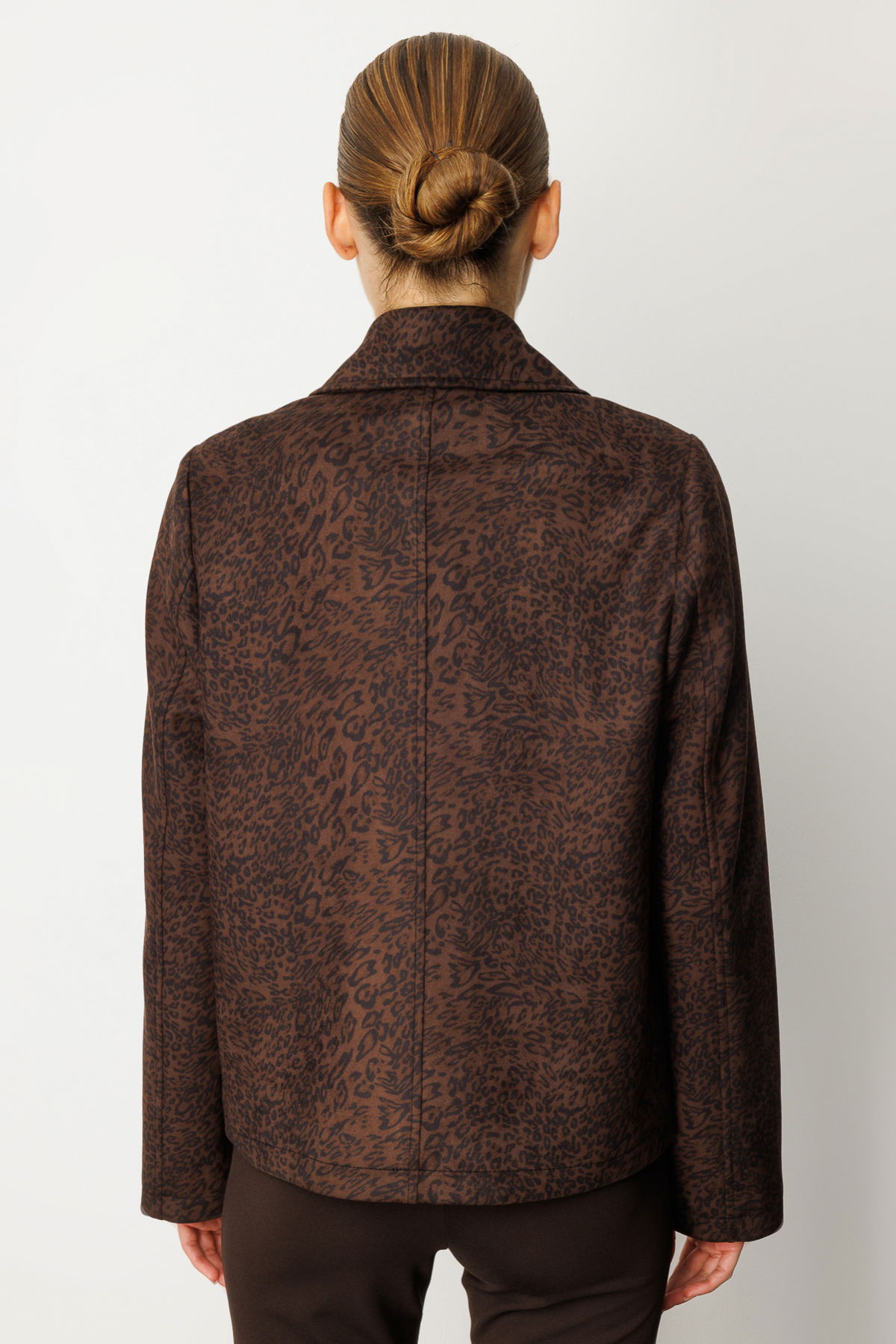 Ekol Kadın Kruvaze Yaka Desenli Mont 8021 Leopar - 4