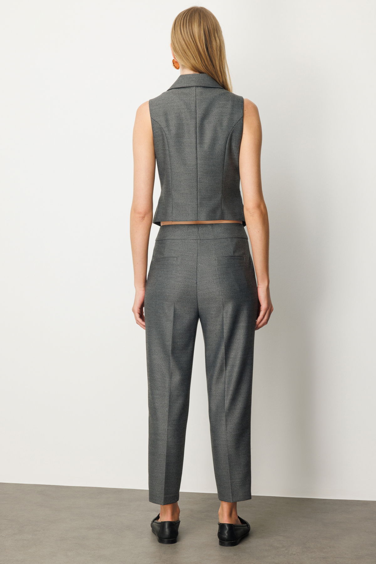 Ekol Kadın Kruvaze Yaka İnce Fitilli Yelek 5053 Antrasit - 4