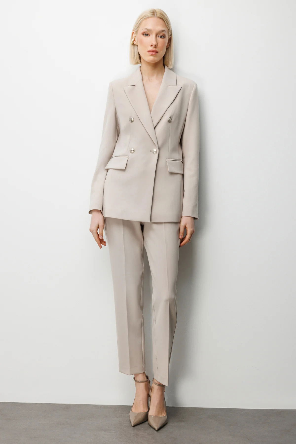 Ekol Kadın Kruvaze Yaka Kapak Cepli Ceket 1006 Kum - 3