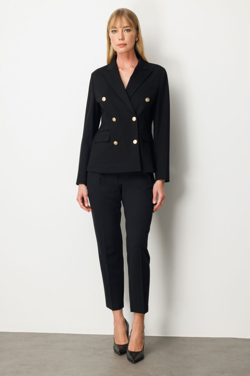 Ekol Kadın Kruvaze Yaka Kapak Cepli Ceket 5153 Siyah - 3