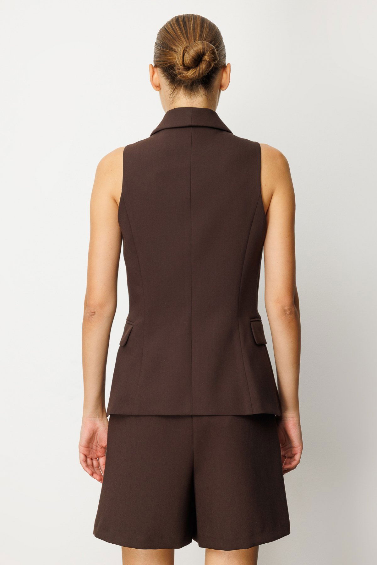 Ekol Kadın Kruvaze Yaka Kapak Cepli Yelek 5009 Kahverengi - 4