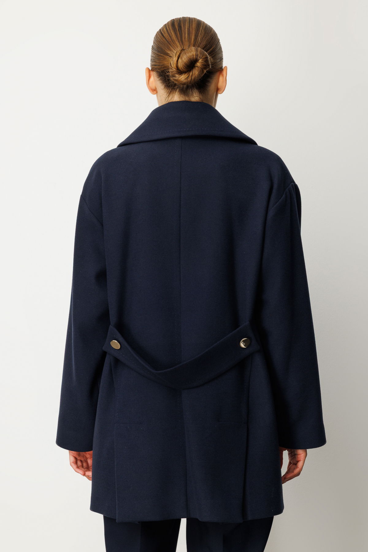 Ekol Kadın Kruvaze Yaka Yan Cepli Kaban 6093 Lacivert - 4