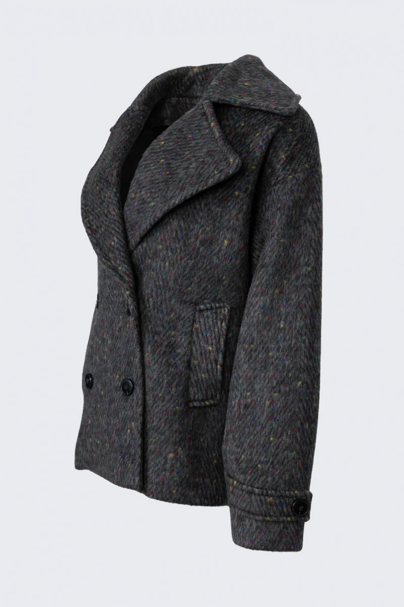 Ekol Kadın Kumaşı Renkli Kruvaze Mont 6019 Antrasit - 3