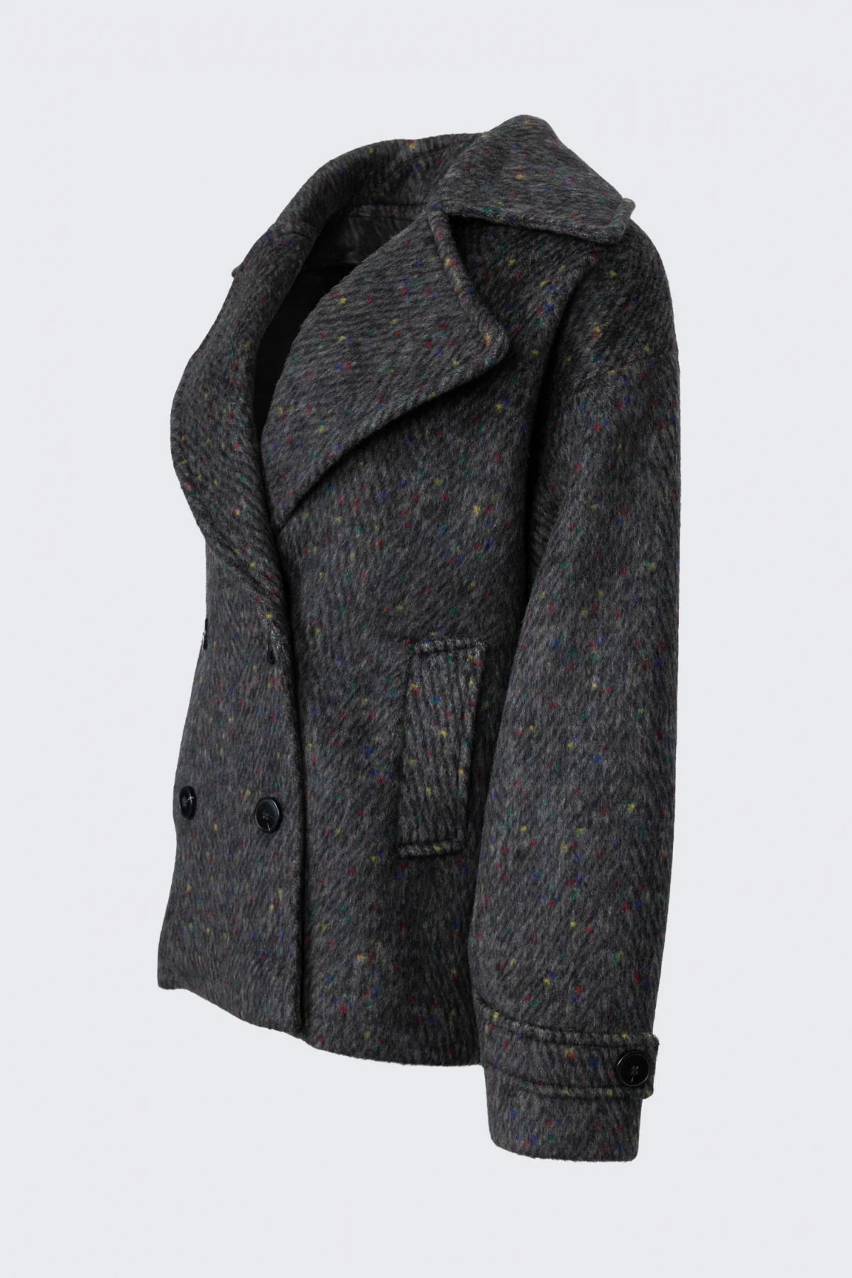 Ekol Kadın Kumaşı Renkli Kruvaze Mont 6019 Antrasit - 3