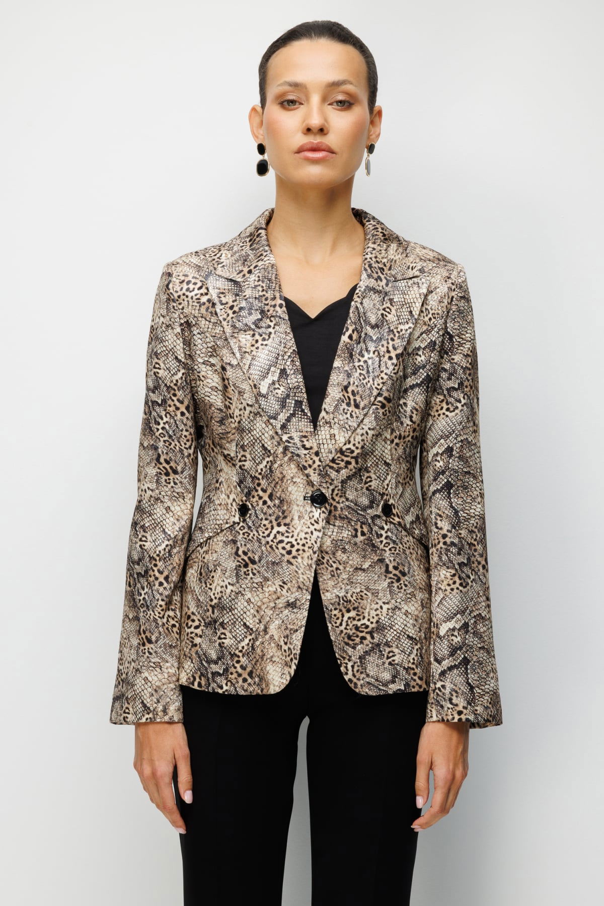 Ekol Kadın Leopar Desenli Tek Düğme Ceket 1048 Leopar - 1