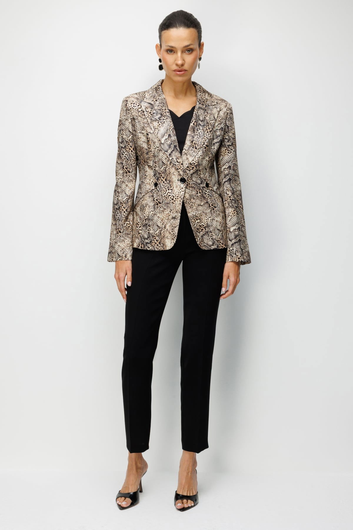 Ekol Kadın Leopar Desenli Tek Düğme Ceket 1048 Leopar - 3