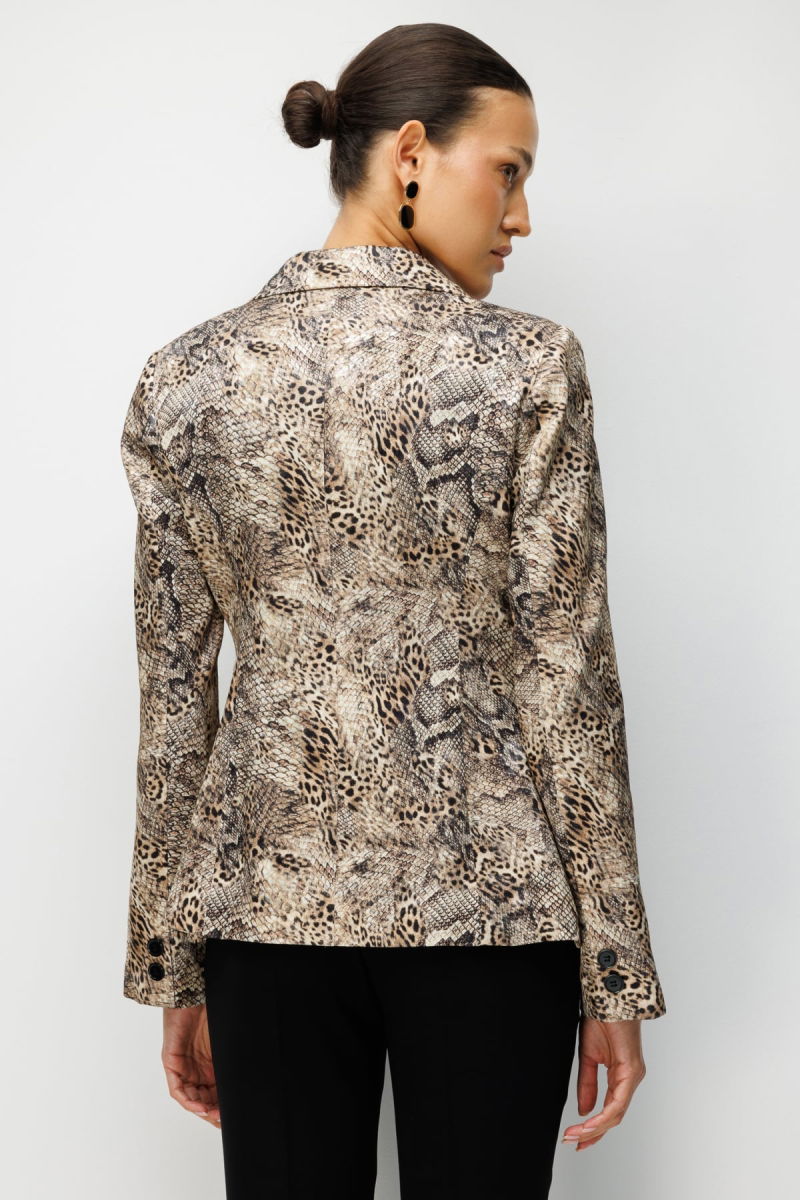 Ekol Kadın Leopar Desenli Tek Düğme Ceket 1048 Leopar - 4