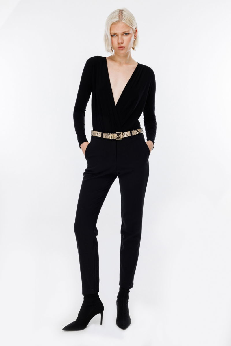 Ekol Kadın Likralı Dar Paça Kumaş Pantolon 4021 Siyah - Ekol