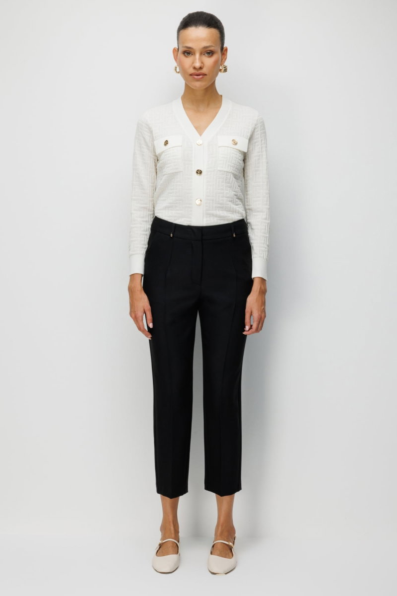 Ekol Kadın Metal Aksesuarlı Dar Paça Pantolon 4002 Siyah - 2