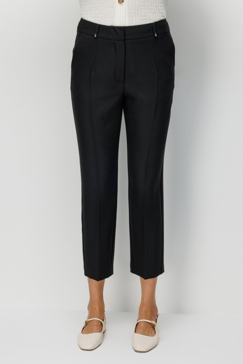 Ekol Kadın Metal Aksesuarlı Dar Paça Pantolon 4002 Siyah - 3