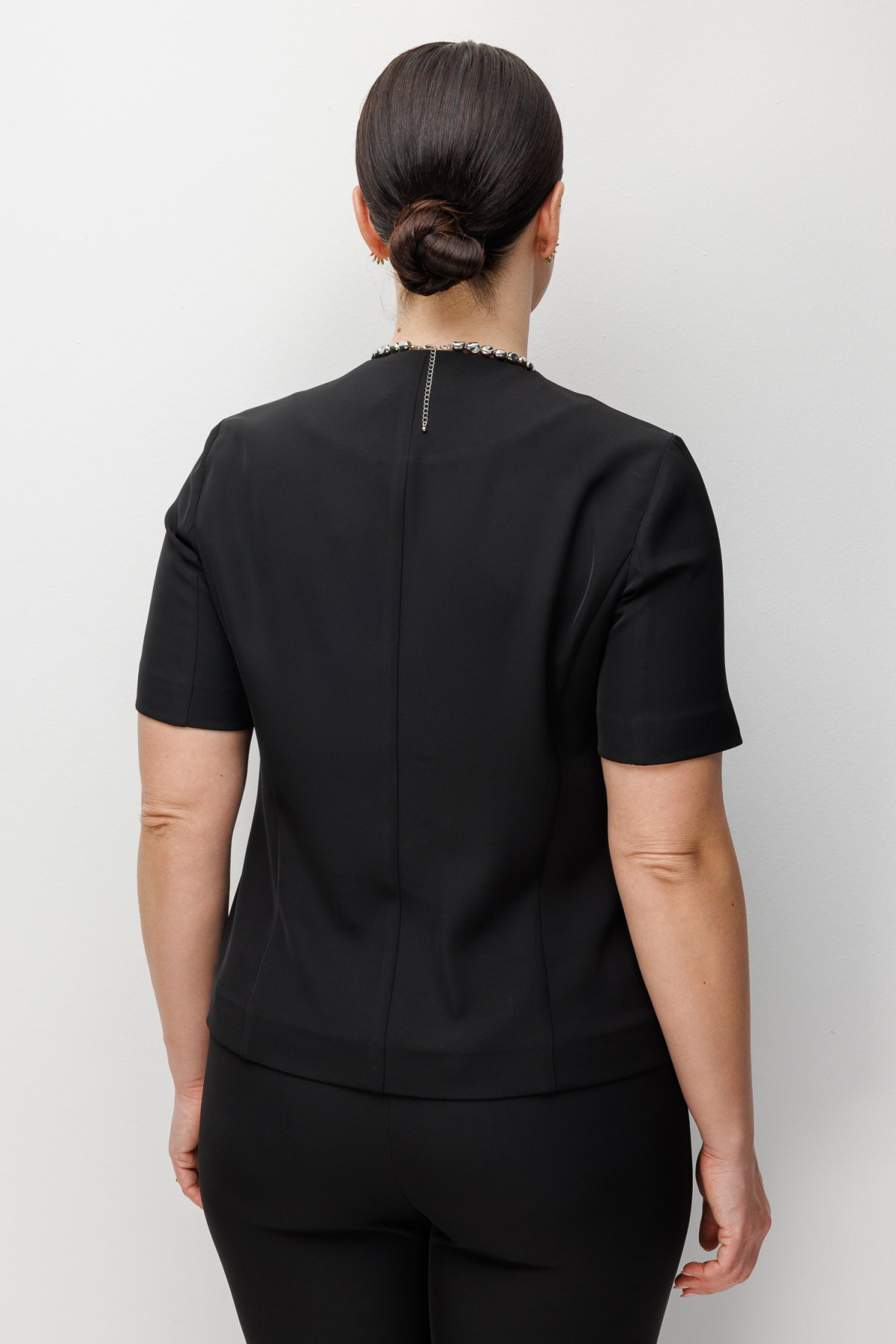 Ekol Kadın Metal Broşlu V Yaka Ceket 1528 Siyah - 4
