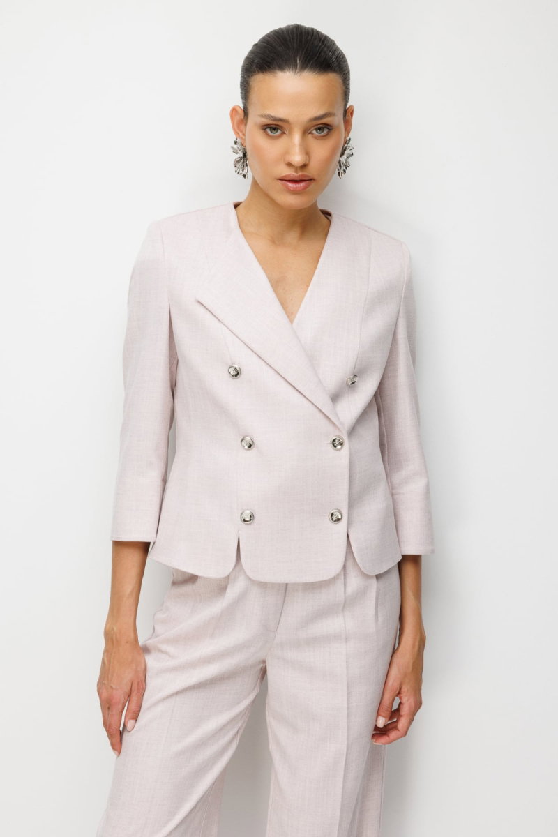 Ekol Kadın Metal Düğmeli Volanlı Ceket 1070 Pembe - Ekol