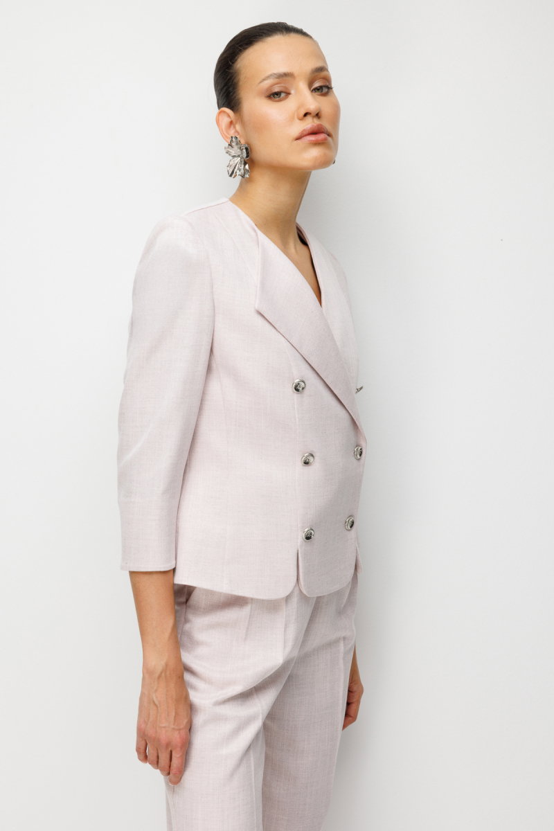 Ekol Kadın Metal Düğmeli Volanlı Ceket 1070 Pembe - 2