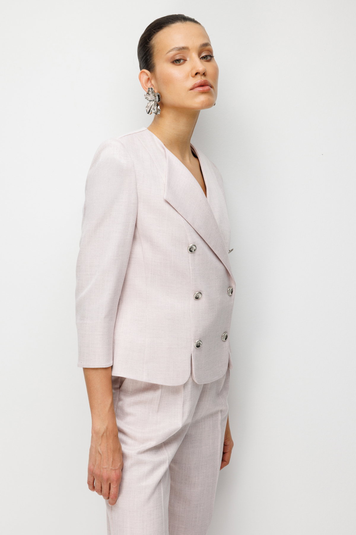 Ekol Kadın Metal Düğmeli Volanlı Ceket 1070 Pembe - 2