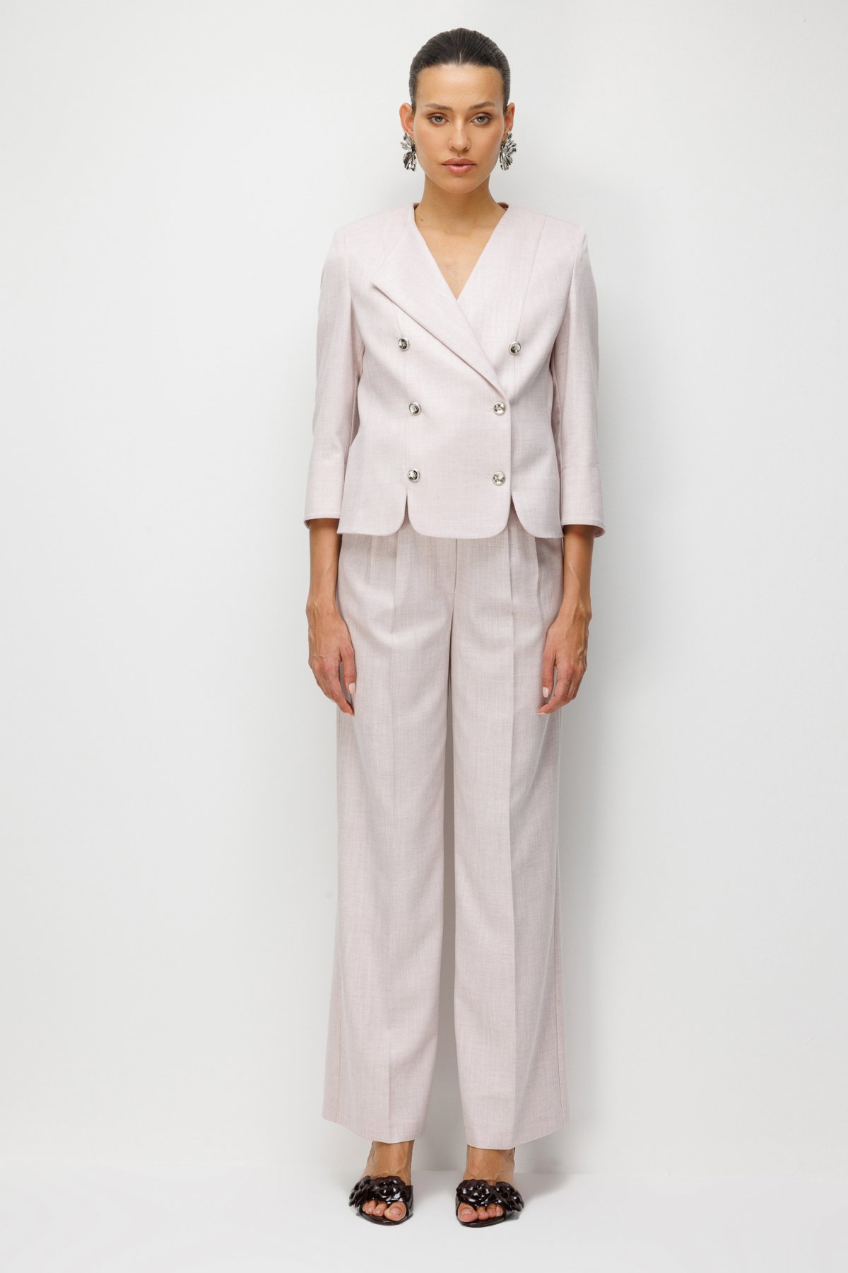 Ekol Kadın Metal Düğmeli Volanlı Ceket 1070 Pembe - 3