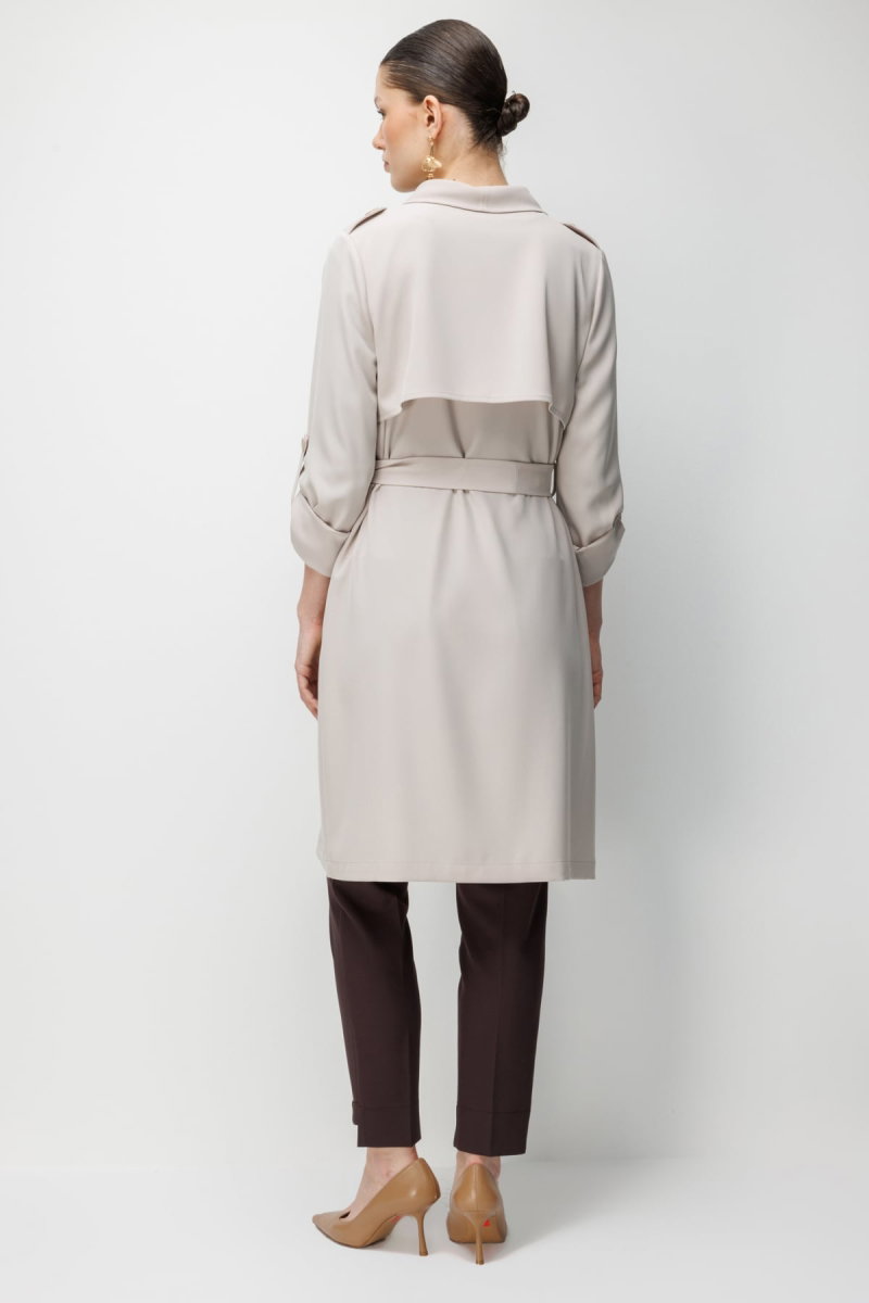 Ekol Kadın Omzu Apoletli Kuşaklı Trenç 7022 Kum - 5