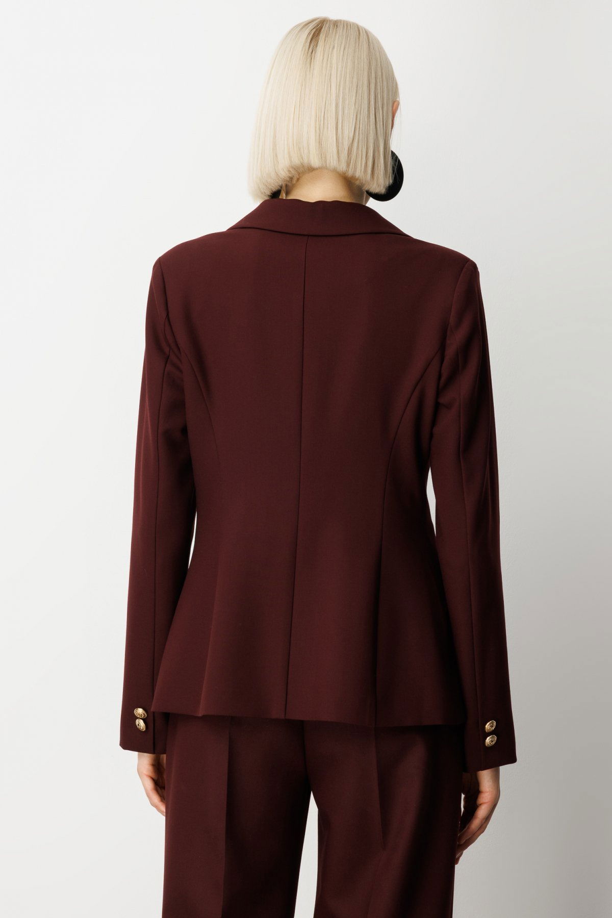 Ekol Kadın Omzu Vatkalı Düğme Aksesuarlı Ceket 5017 Bordo - 3