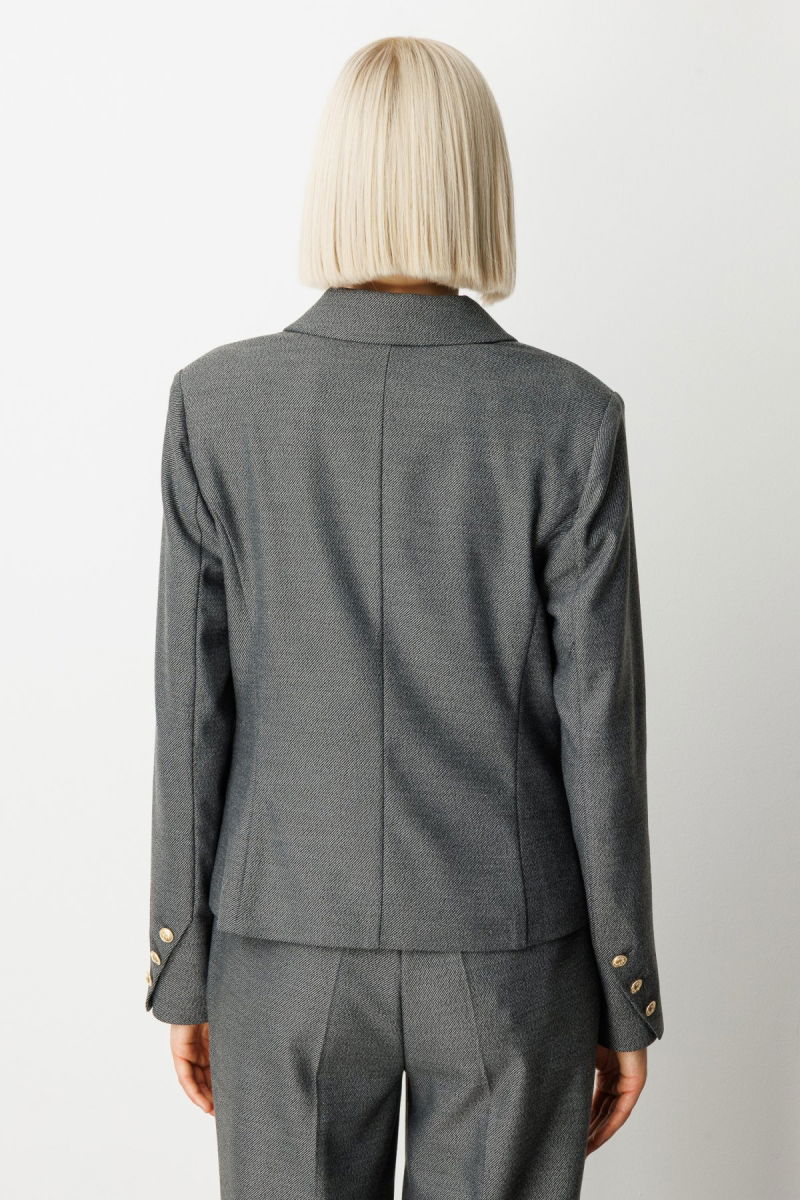 Ekol Kadın Omzu Vatkalı Kapak Cepli Ceket 5049 Antrasit - 4