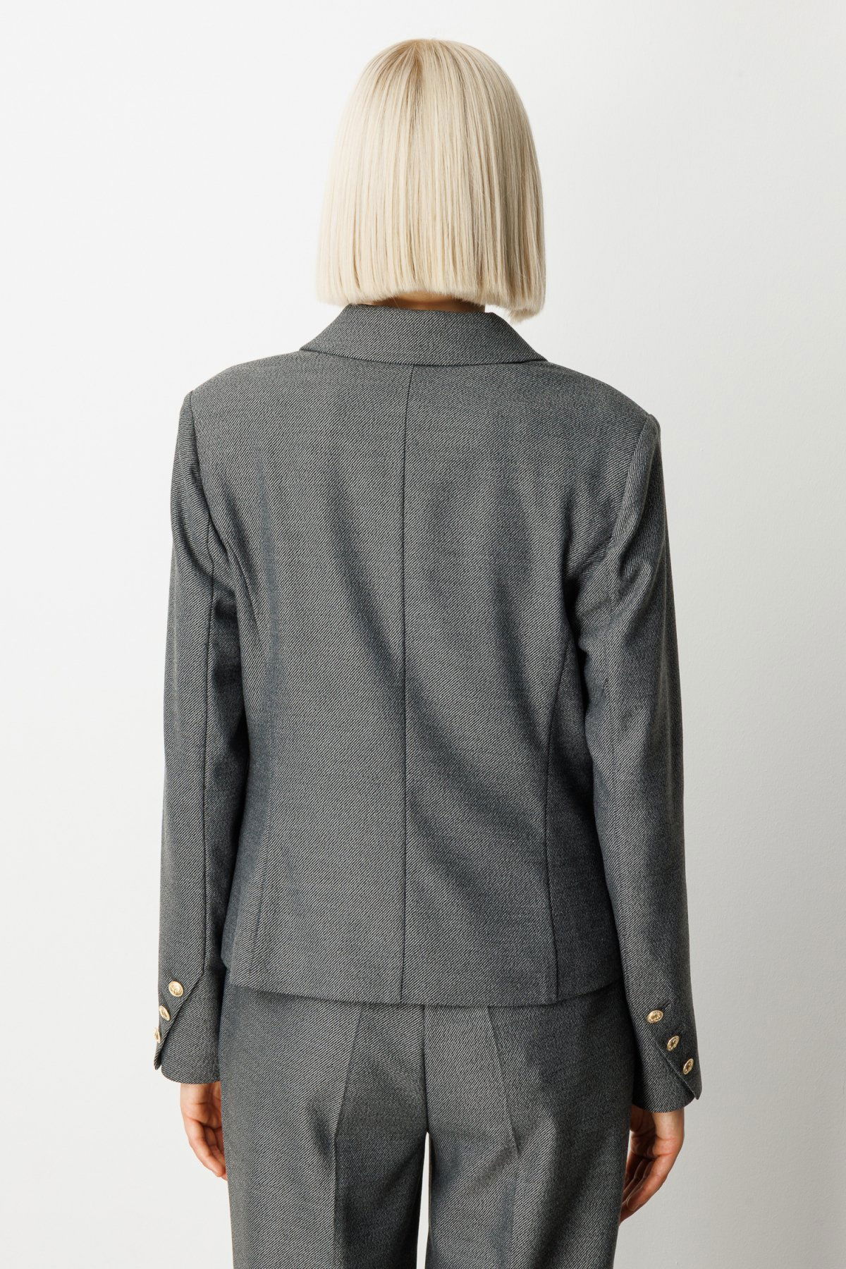 Ekol Kadın Omzu Vatkalı Kapak Cepli Ceket 5049 Antrasit - 4