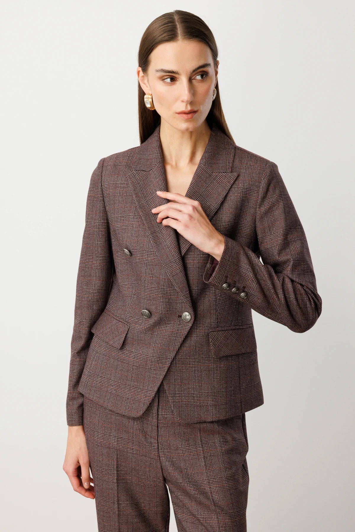 Ekol Kadın Omzu Vatkalı Kapak Cepli Ceket 5161 Bordo - 2