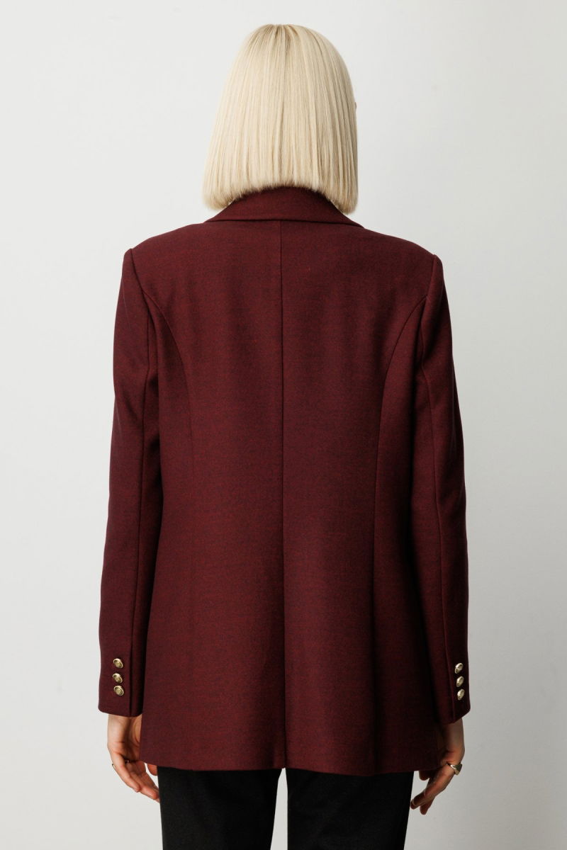 Ekol Kadın Önü Armalı Kapak Cepli Kaşe Ceket 5071 Bordo - 4