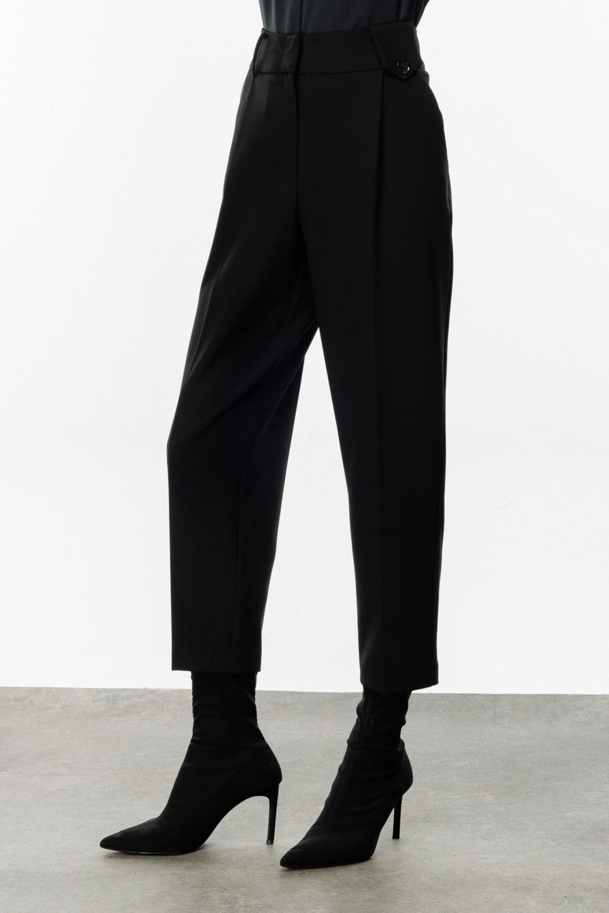 Ekol Kadın Önü Pileli Bol Paça Pantolon 4011 Siyah - 2