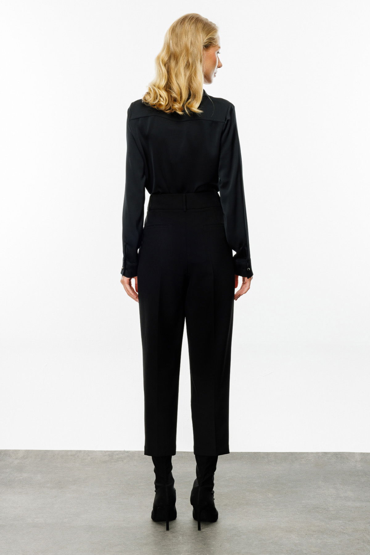 Ekol Kadın Önü Pileli Bol Paça Pantolon 4011 Siyah - 3