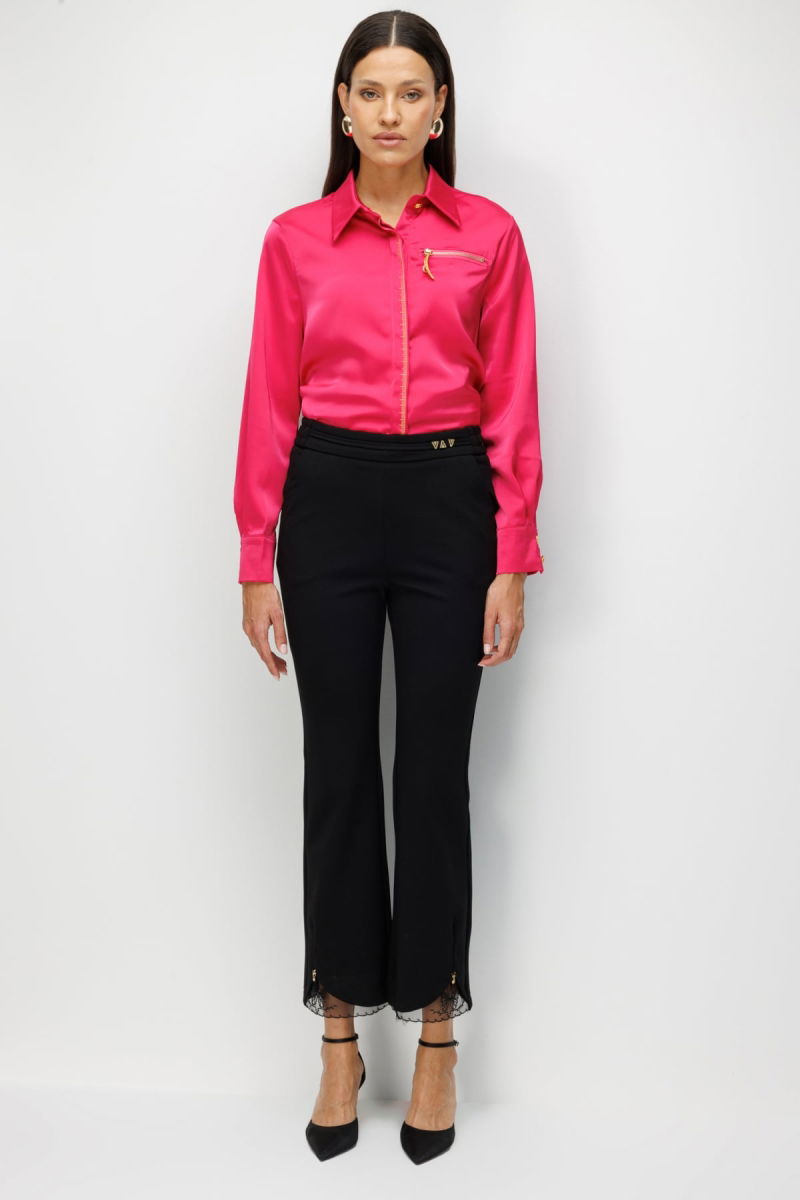 Ekol Kadın Paçası Taş İşlemeli Yan Cep Pantolon 4922 Siyah - Ekol