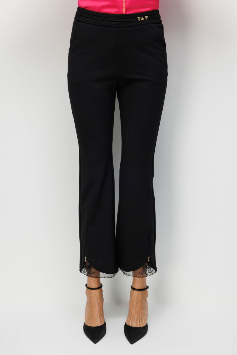 Ekol Kadın Paçası Taş İşlemeli Yan Cep Pantolon 4922 Siyah - 3