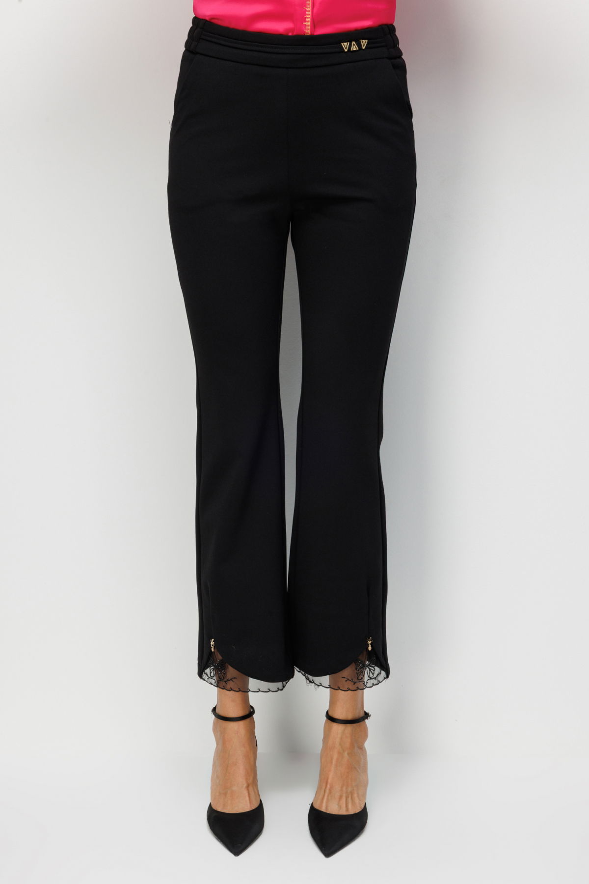 Ekol Kadın Paçası Taş İşlemeli Yan Cep Pantolon 4922 Siyah - 3