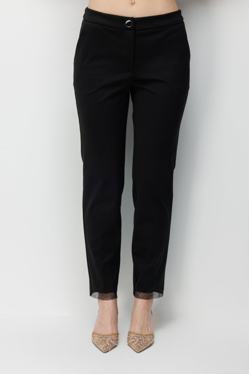 Ekol Kadın Paçası Taş İşlemeli Yan Cepli Pantolon 4104 Siyah - 3
