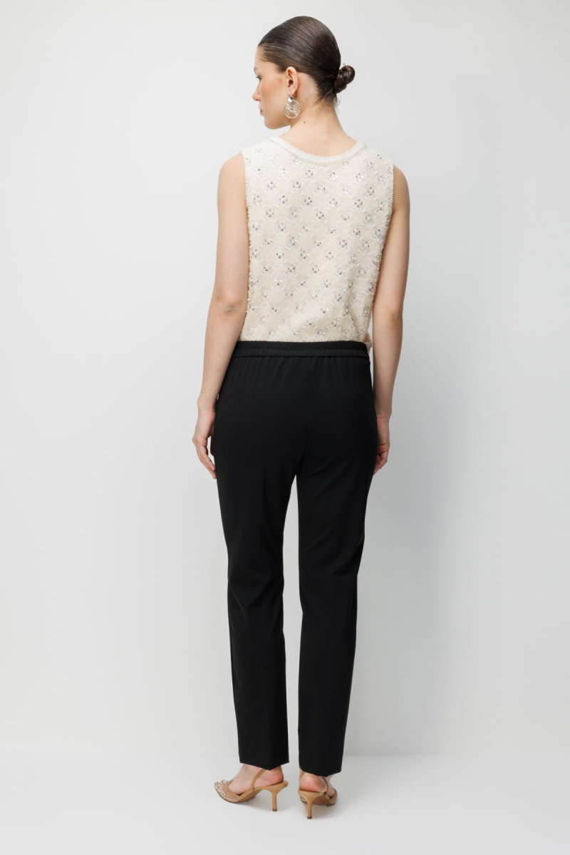 Ekol Kadın Paçası Taş İşlemeli Yan Cepli Pantolon 4104 Siyah - 5