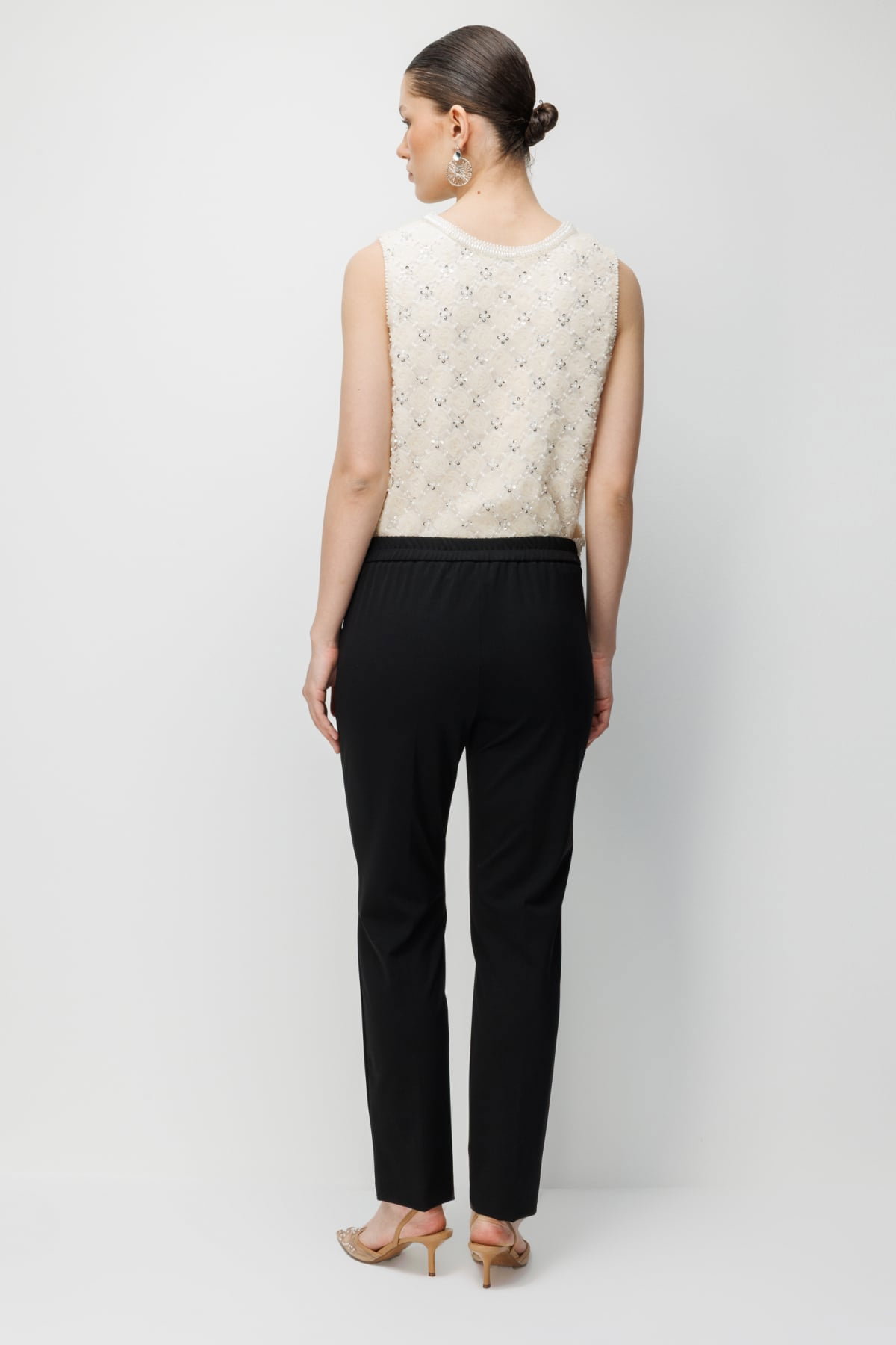 Ekol Kadın Paçası Taş İşlemeli Yan Cepli Pantolon 4104 Siyah - 5