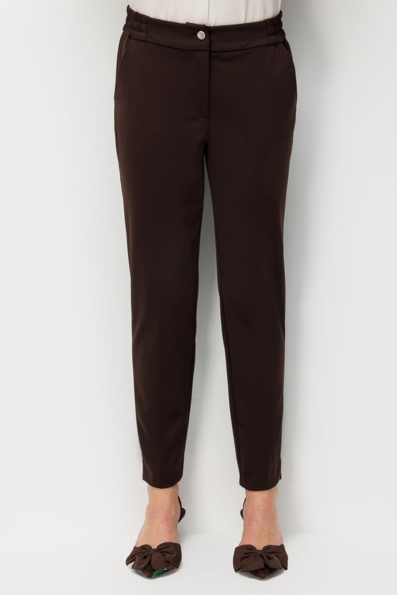 Ekol Kadın Paçası Yırtmaç Detaylı Yan Cepli Pantolon 4108 Kahverengi - 3