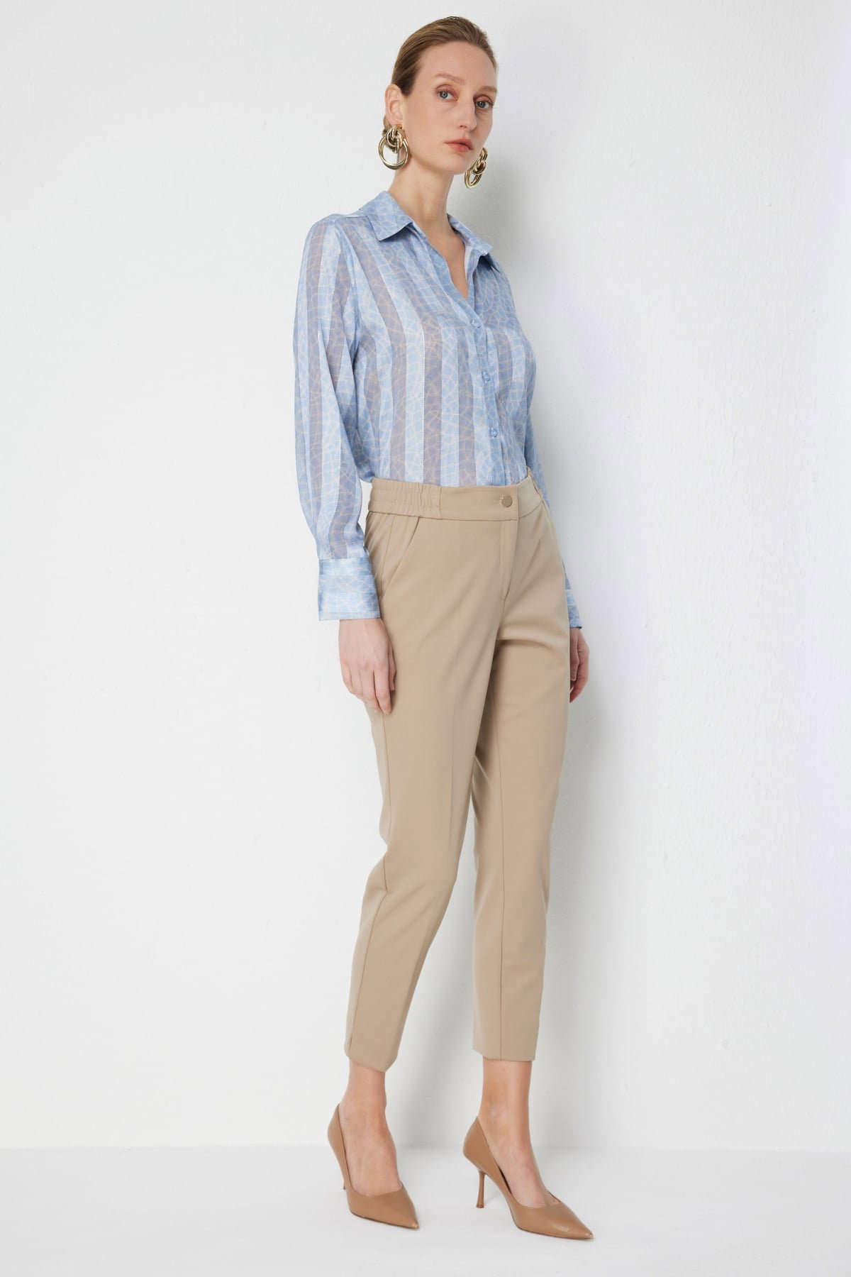 Ekol Kadın Paçası Yırtmaç Detaylı Yan Cepli Pantolon 4108 Kum - 2