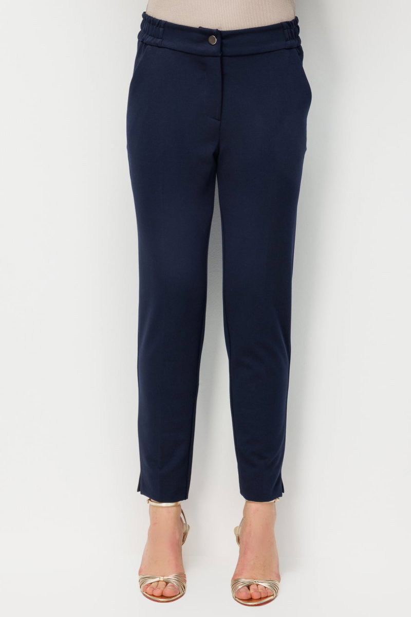 Ekol Kadın Paçası Yırtmaç Detaylı Yan Cepli Pantolon 4108 Lacivert - 3