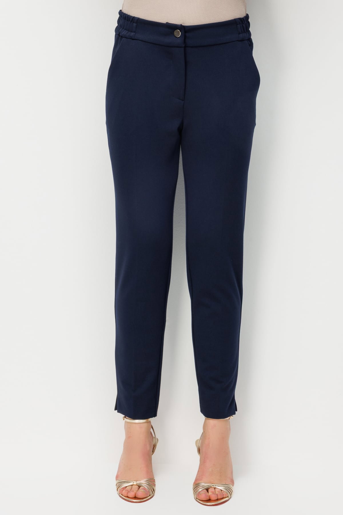 Ekol Kadın Paçası Yırtmaç Detaylı Yan Cepli Pantolon 4108 Lacivert - 3