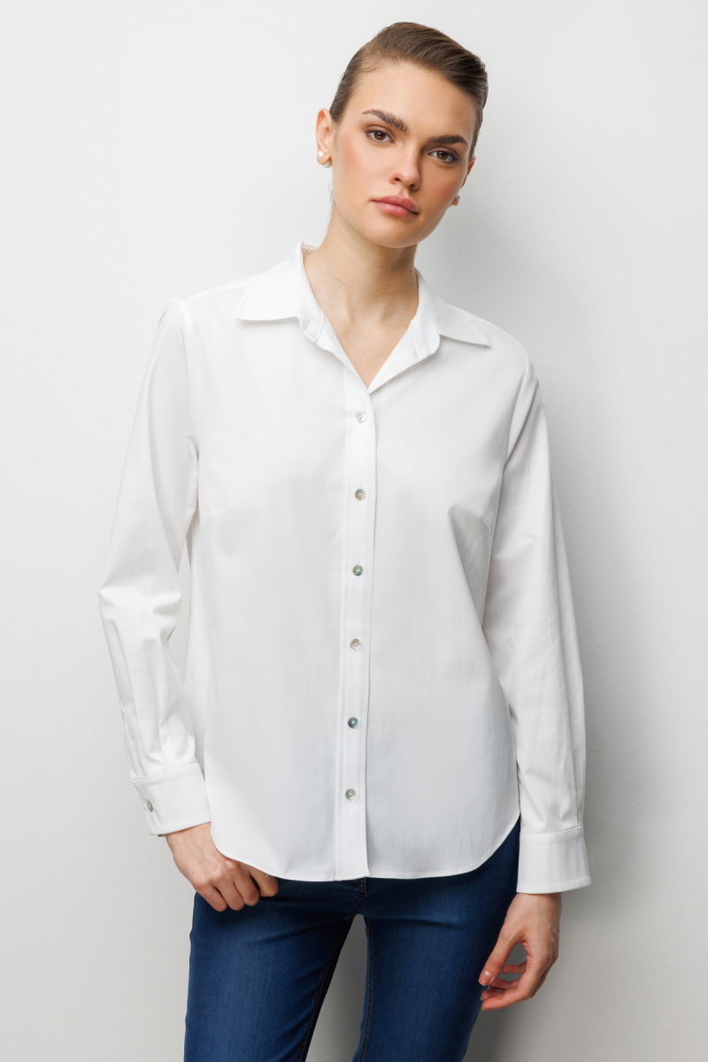 Ekol Kadın Pamuklu Polo Yaka Gömlek 2060 Ekru - Ekol